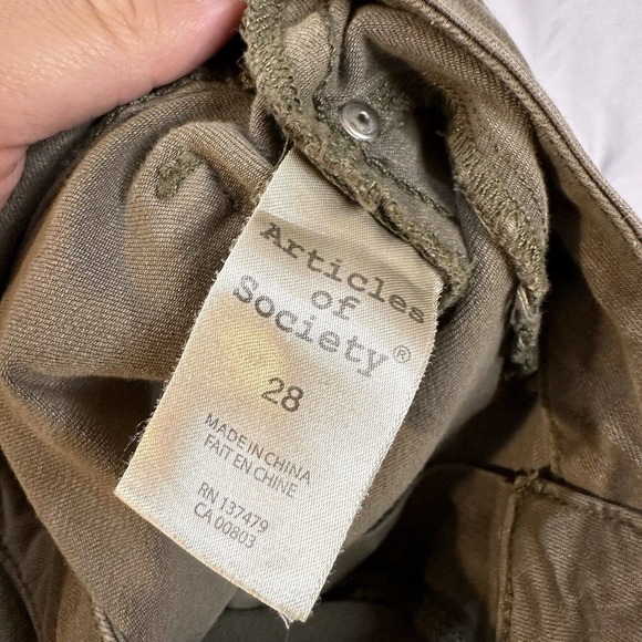 Articles Of Society Jeans Size 28 SARAH SKINNY BLACKMORE Olive Green Denim - Picture 6 of 11